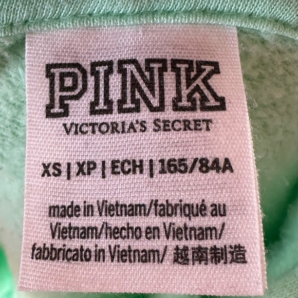 VS PINK ZIP UP HOODIE LIME GREEN W BLACK LOGO SZ XS - Picture 6 of 8